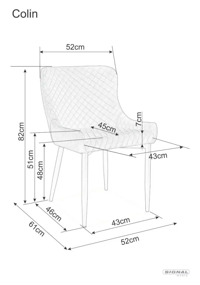 Krzesło COLIN B VELVET szare SIGNAL | MIRAT. w stylu KLASYCZNY, LOFT kolekcja