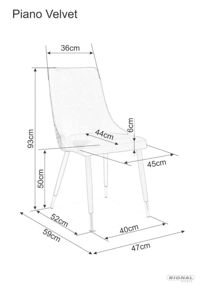Krzesło PIANO VELVET szare z pikowanym oparciem | MIRAT. w stylu GLAMOUR kolekcja