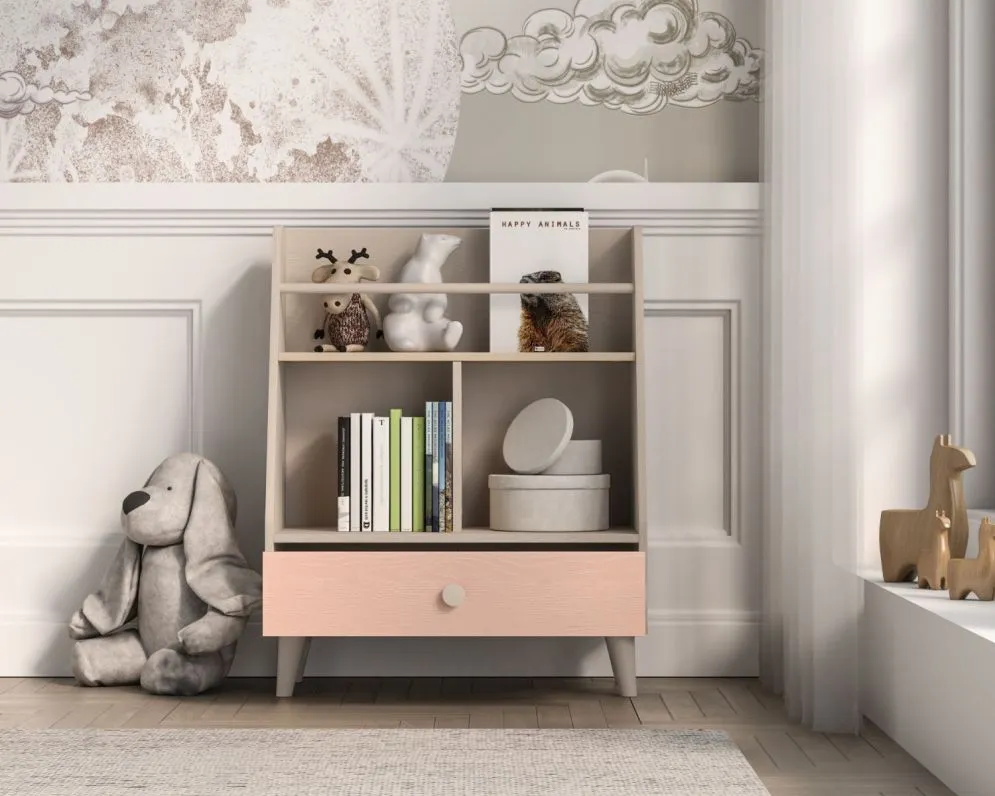 Regał dziecięcy MEVEL różowy I sklep meblowy MIRAT. styl PASTELE kolekcja MEVEL