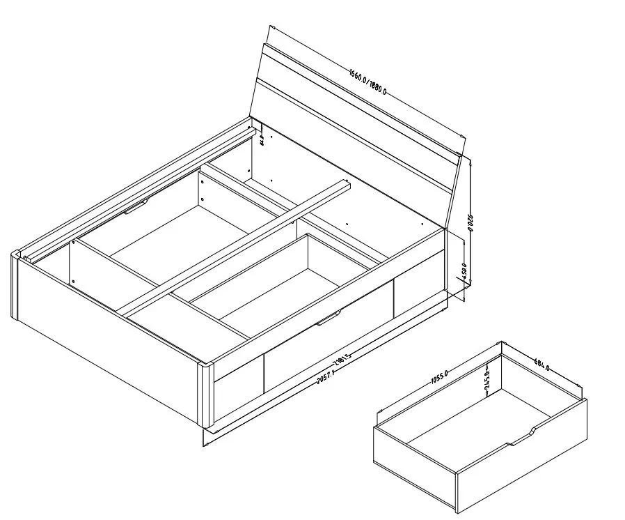 Łóżko BETA 180x200 san remo/białe z szufladami dwuosobowe I sklep meblowy MIRAT. styl SKANDYNAWSKI