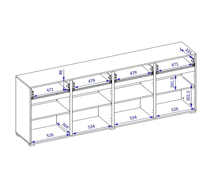 Komoda CROSS 4D4S 225cm dąb wotan/czarna drewniana I sklep meblowy MIRAT. styl SKANDYNAWSKI kolekcja HV-CROSS
