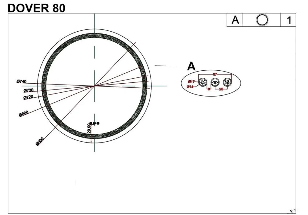 Wiszące lustro łazienkowe DOVER 80x80cm srebrne z oświetleniem LED I sklep meblowy MIRAT.