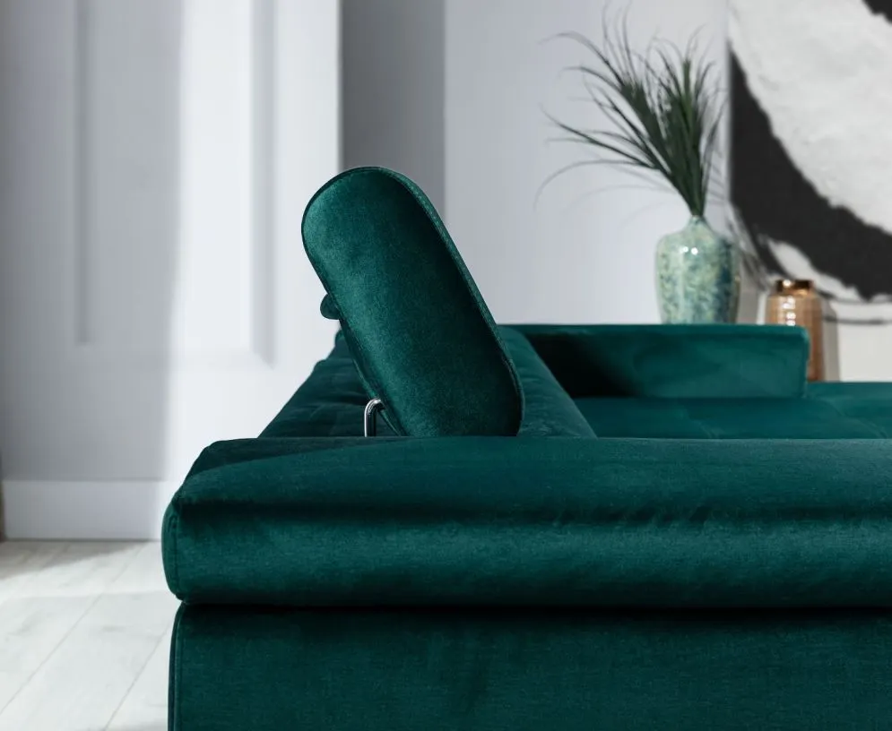 Narożnik z funkcją spania RICARDO VELVET zielony prawy z pojemnikiem na pościel | MIRAT. w stylu GLAMOUR kolekcja