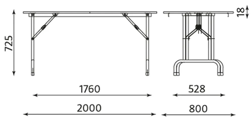 Stół RICO 4 200x80 buk/alu ze składaną podstawą | MIRAT.