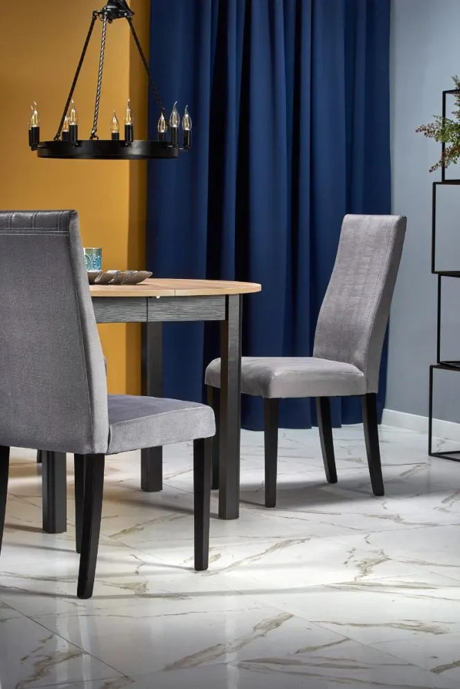 Stół RINGO 102(142)x102 dąb/czarny rozkładany okrągły | MIRAT. w stylu  kolekcja