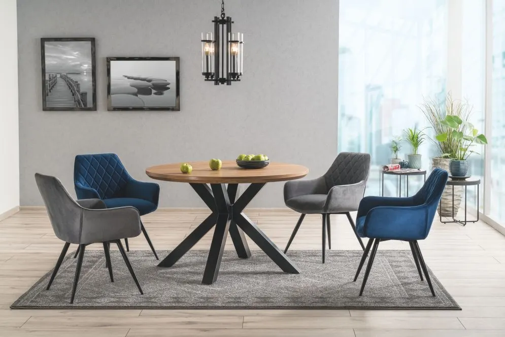 Stół RITMO 120 okrągły dębowy na nowoczesnej podstawie | MIRAT. w stylu LOFT kolekcja