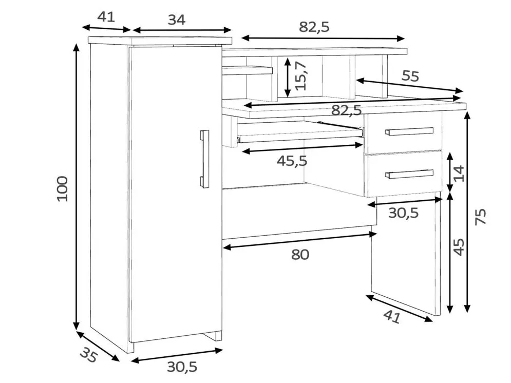 Biurko ALDONA 2 dąb sonoma proste z półką | MIRAT. w stylu  kolekcja
