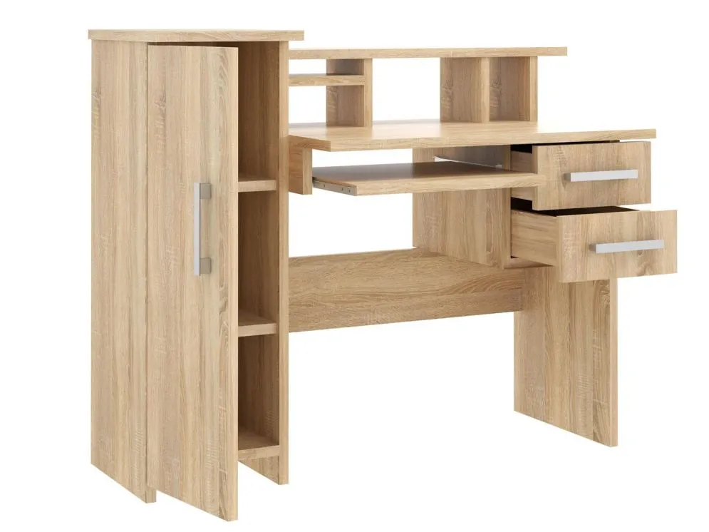Biurko ALDONA 2 dąb sonoma proste z półką | MIRAT. w stylu  kolekcja