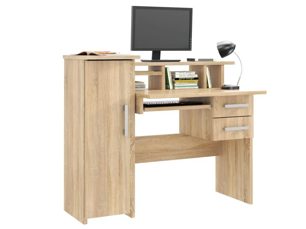 Biurko ALDONA 2 dąb sonoma proste z półką | MIRAT. w stylu  kolekcja