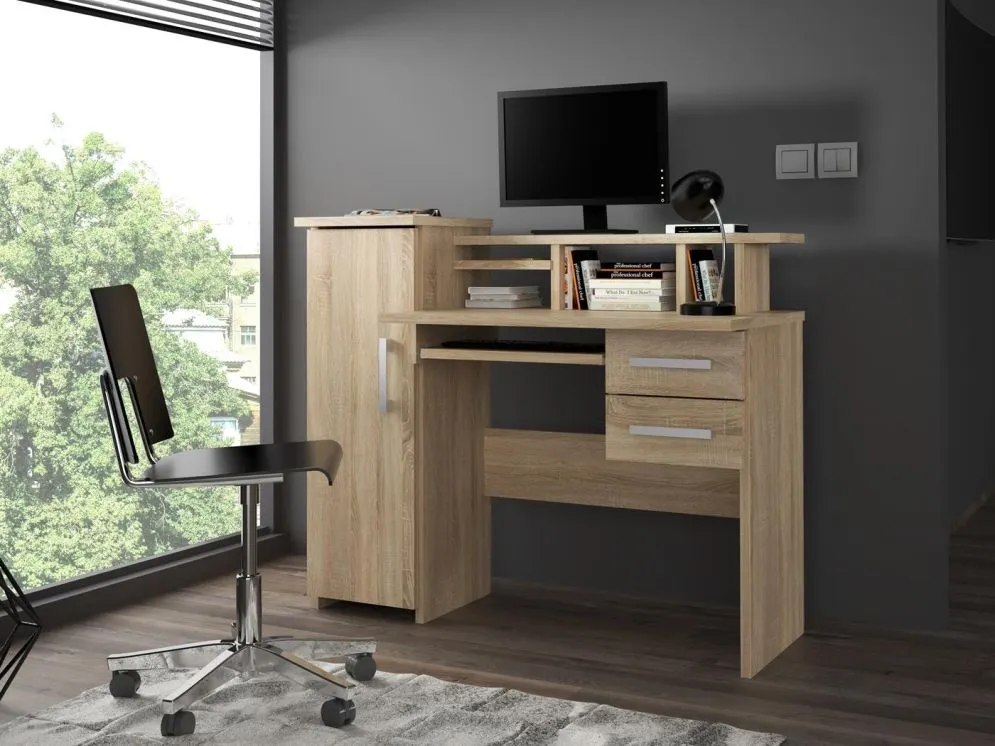 Biurko ALDONA 2 dąb sonoma proste z półką | MIRAT. w stylu  kolekcja