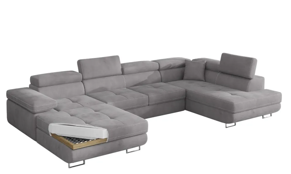 Narożnik z funkcją spania RODRIGO grafitowy/biały lewy z regulowanymi zagłówkami | MIRAT. w stylu kolekcja