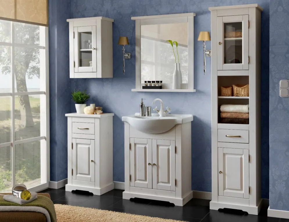 Szafka łazienkowa ROMANTIC 45 cm biała drewniana słupek niski | MIRAT. styl KLASYCZNY kolekcja ROMANTIC