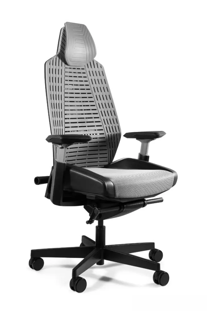 Fotel biurowy RONIN czarny/szary elastomer z regulowanym zagłówkiem I sklep meblowy MIRAT.