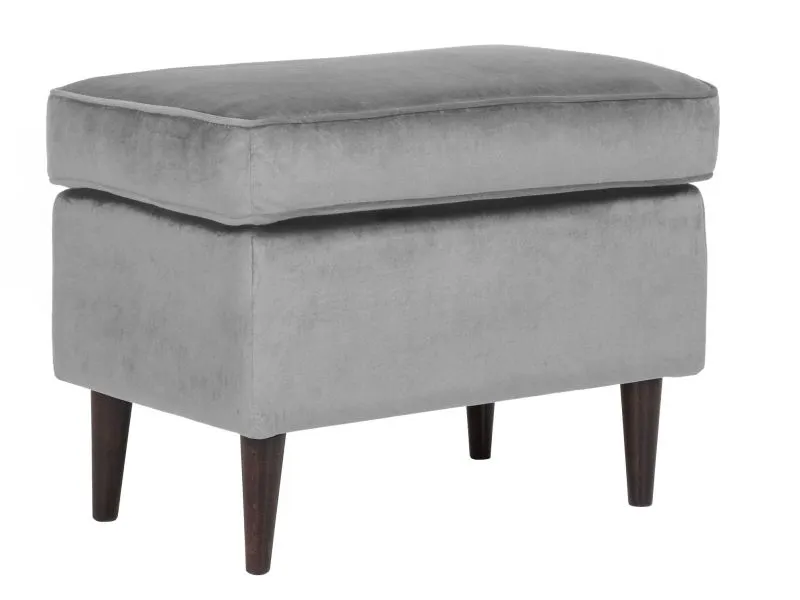 Pufa RON VELVET szara tapicerowana aksamitem | MIRAT. w stylu GLAMOUR kolekcja