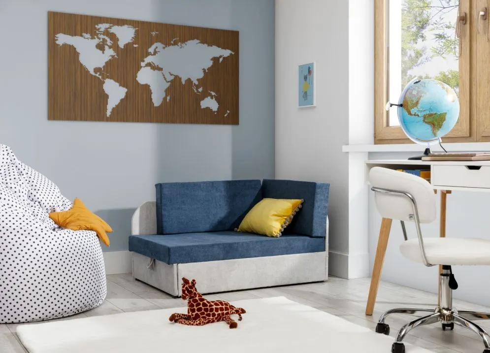 Sofa rozkładana z funkcją spania ROSA szara/różowa młodzieżowa | MIRAT.