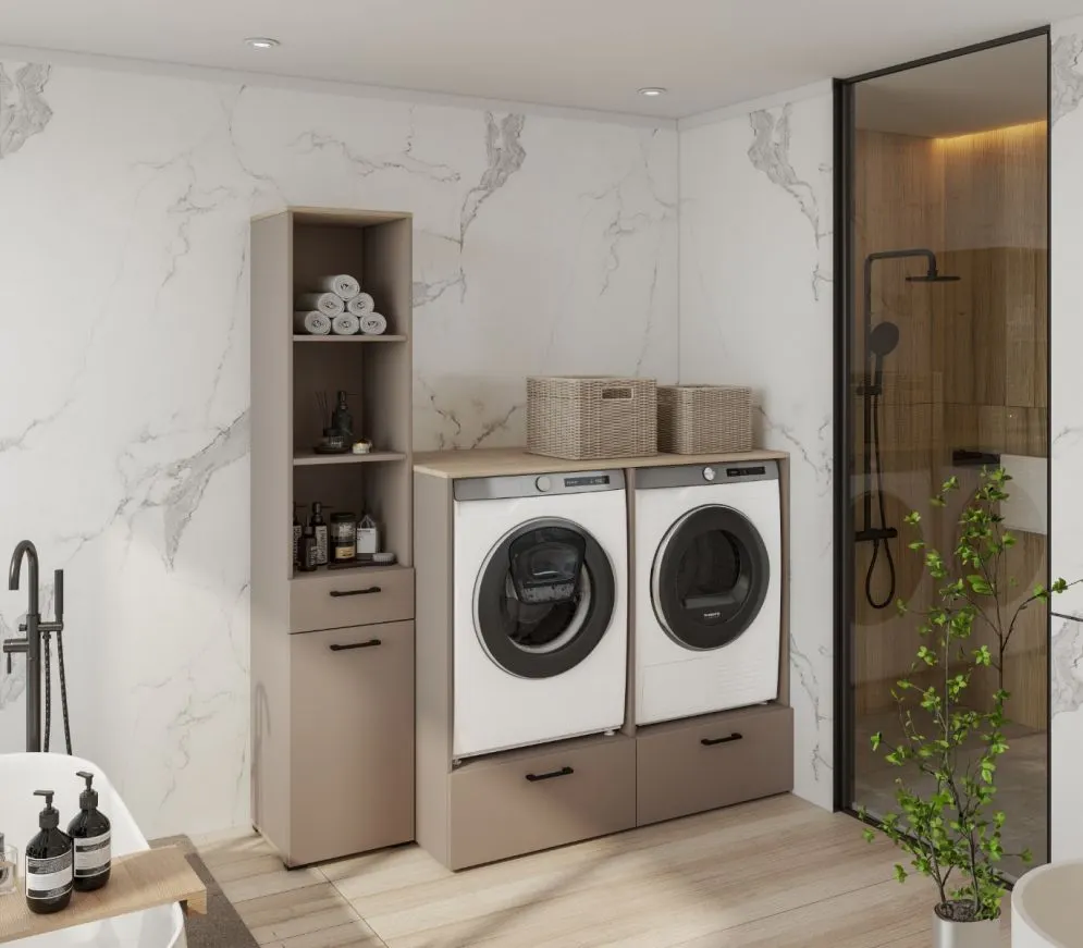 Szafka łazienkowa ROSA 2S 132cm congo/dąb do zabudowy pralki i suszarki I sklep meblowy MIRAT.