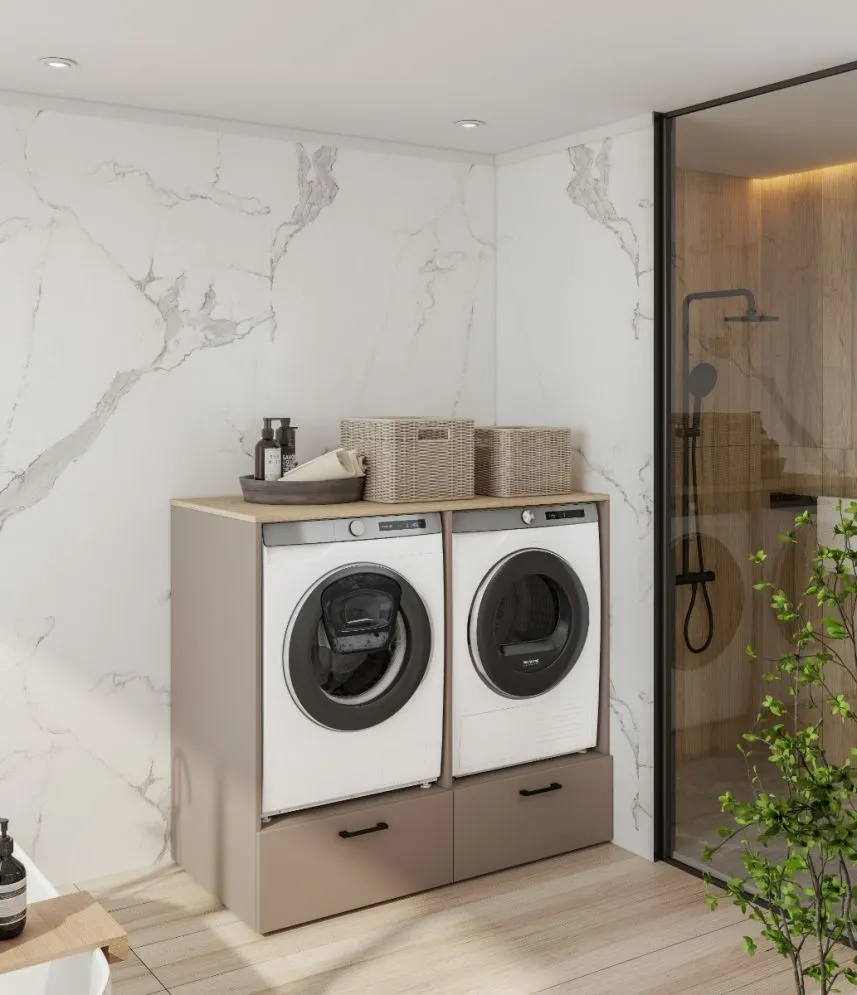 Szafka łazienkowa ROSA 2S 132cm congo/dąb do zabudowy pralki i suszarki I sklep meblowy MIRAT.