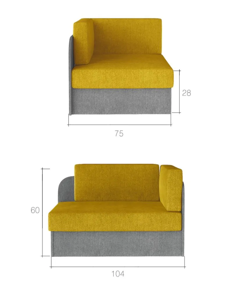 Sofa rozkładana z funkcją spania ROSA szara/niebieska z pojemnikiem | MIRAT.