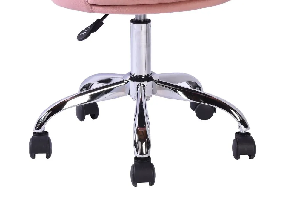 Stylowy fotel do biurka Rose Velvet antyczny róż chrom glamour | MIRAT