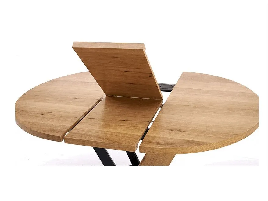 Okrągły stół rozkładany FANIS 120(160)x120 dąb naturalny/czarny I sklep meblowy MIRAT. styl LOFT