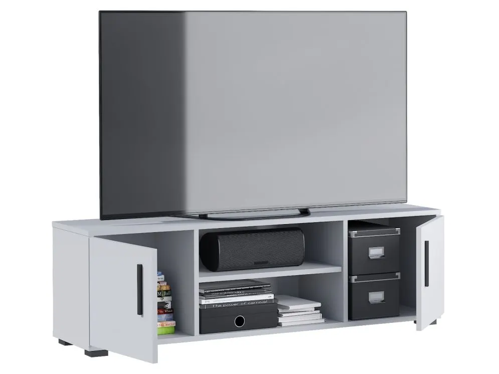 Szafka RTV LOBO 140 biała matowa do salonu I sklep meblowy MIRAT. styl LOFT, SKANDYNAWSKI