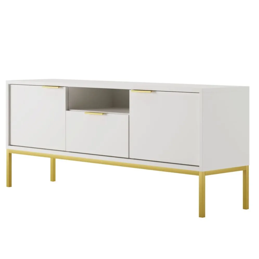 Szafka RTV AUSTIN 135 biała/złota pod telewizor I sklep meblowy MIRAT. styl GLAMOUR