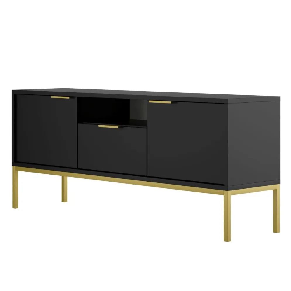 Szafka RTV AUSTIN 135 czarna/złota do salonu I sklep meblowy MIRAT. styl GLAMOUR kolekcja AUSTIN