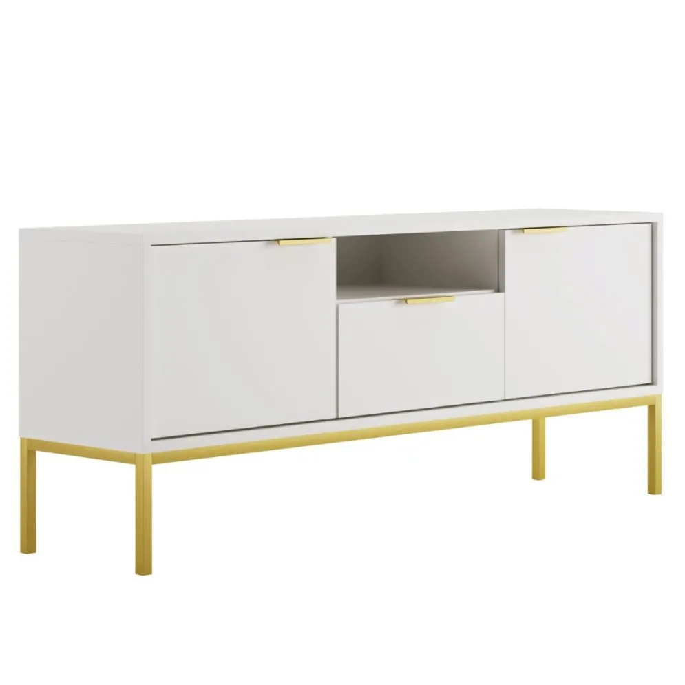 Szafka RTV AUSTIN 135 biała/złota pod telewizor I sklep meblowy MIRAT. styl GLAMOUR