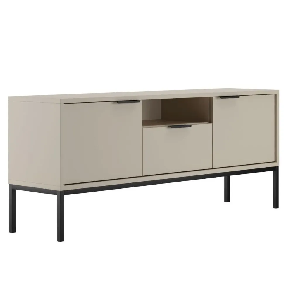 Szafka RTV AUSTIN 135 kaszmir/czarna polskiej produkcji I sklep meblowy MIRAT. styl GLAMOUR kolekcja AUSTIN