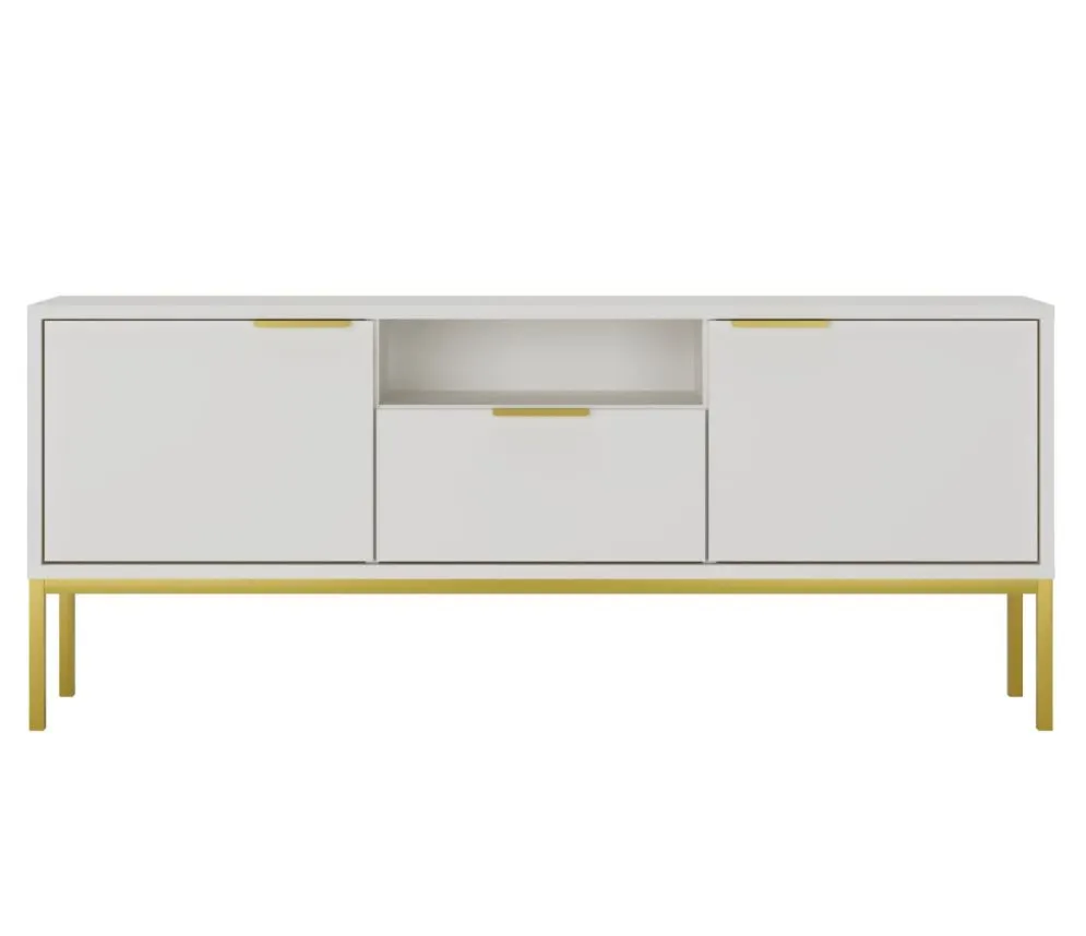 Szafka RTV AUSTIN 135 biała/złota pod telewizor I sklep meblowy MIRAT. styl GLAMOUR