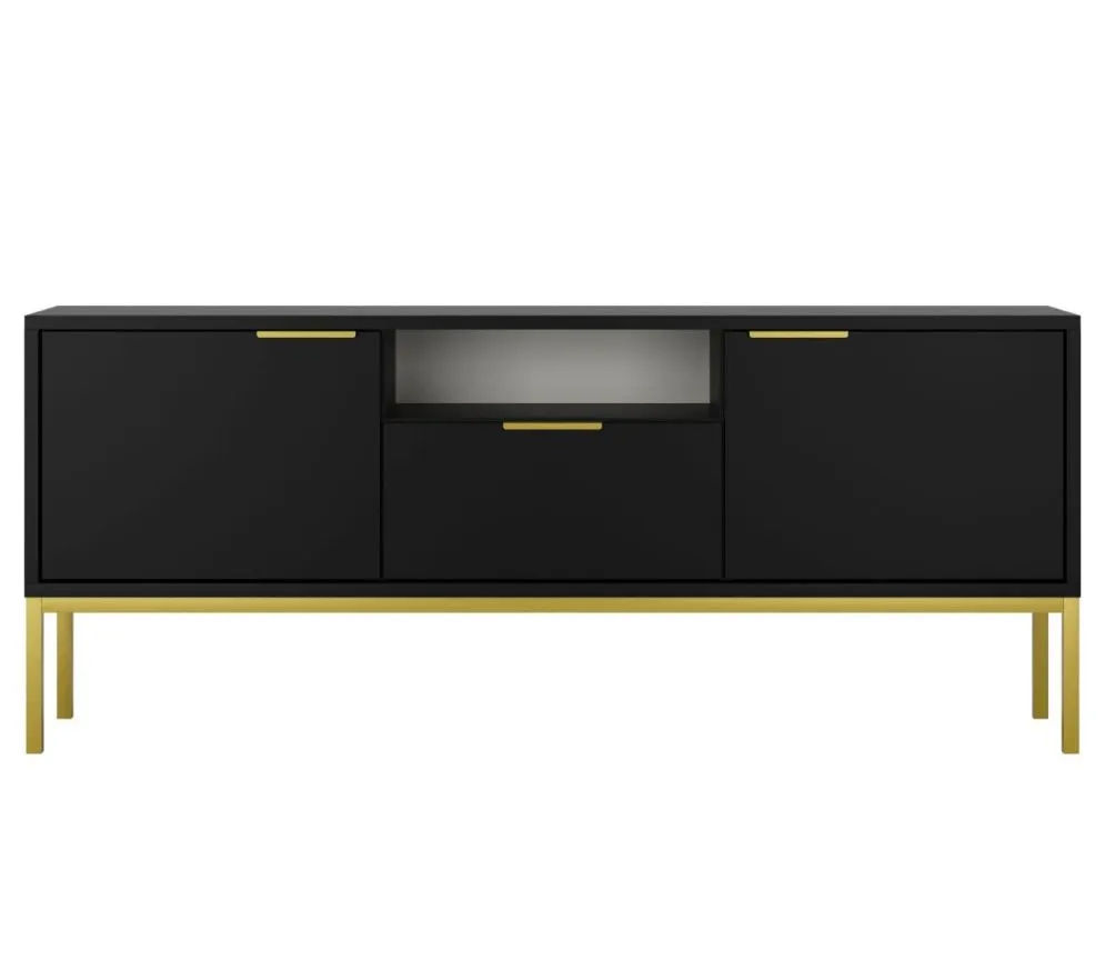 Szafka RTV AUSTIN 135 czarna/złota do salonu I sklep meblowy MIRAT. styl GLAMOUR kolekcja AUSTIN