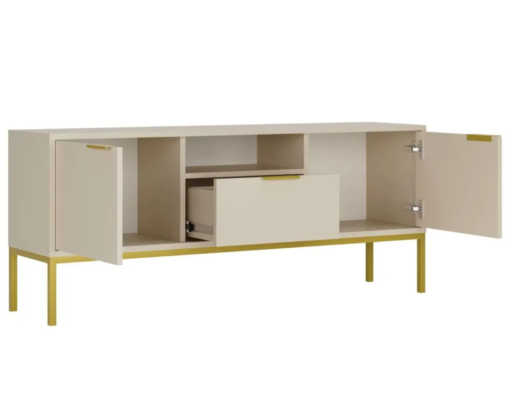 Szafka RTV AUSTIN 135 kaszmir/złota z cichym domykiem I sklep meblowy MIRAT. styl GLAMOUR kolekcja AUSTIN