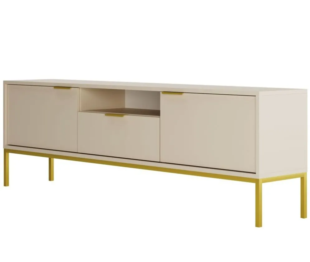 Szafka RTV AUSTIN 175 kaszmir/złota na złotych metalowych nogach I sklep meblowy MIRAT. styl GLAMOUR kolekcja AUSTIN
