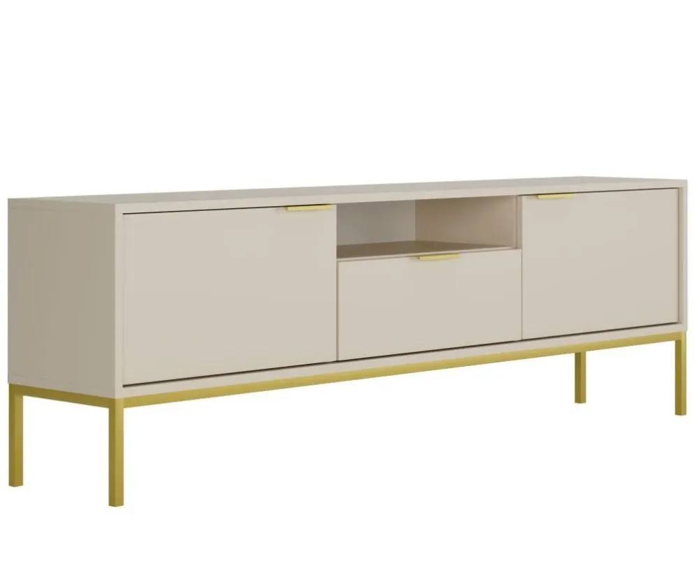 Szafka RTV AUSTIN 175 kaszmir/złota na złotych metalowych nogach I sklep meblowy MIRAT. styl GLAMOUR kolekcja AUSTIN