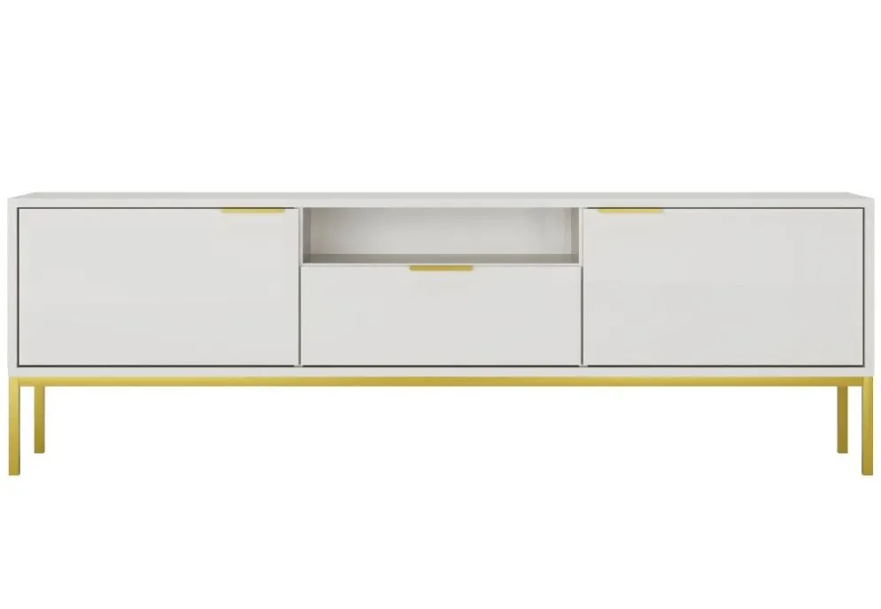 Szafka RTV AUSTIN 175 biała/złota w stylu glamour I sklep meblowy MIRAT. styl GLAMOUR kolekcja AUSTIN