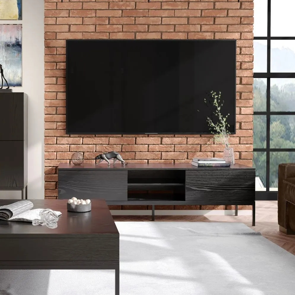 Szafka RTV KRON 170cm czarny dąb do salonu I sklep meblowy MIRAT. styl LOFT kolekcja KRON