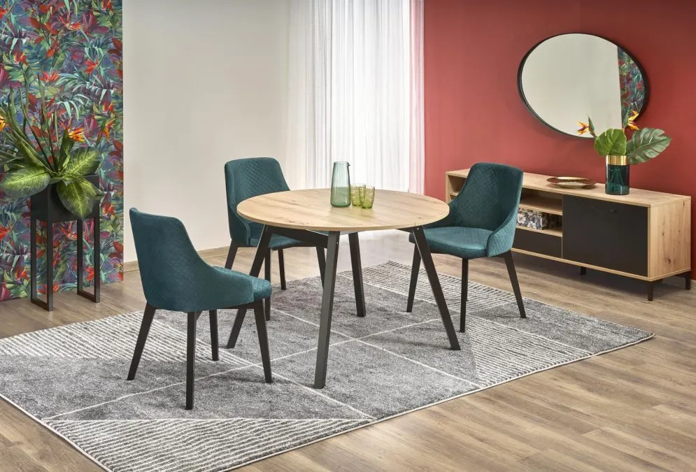 Stół RUBEN 102(142)x102 dąb artisan rozkładany okrągły | MIRAT. w stylu LOFT kolekcja