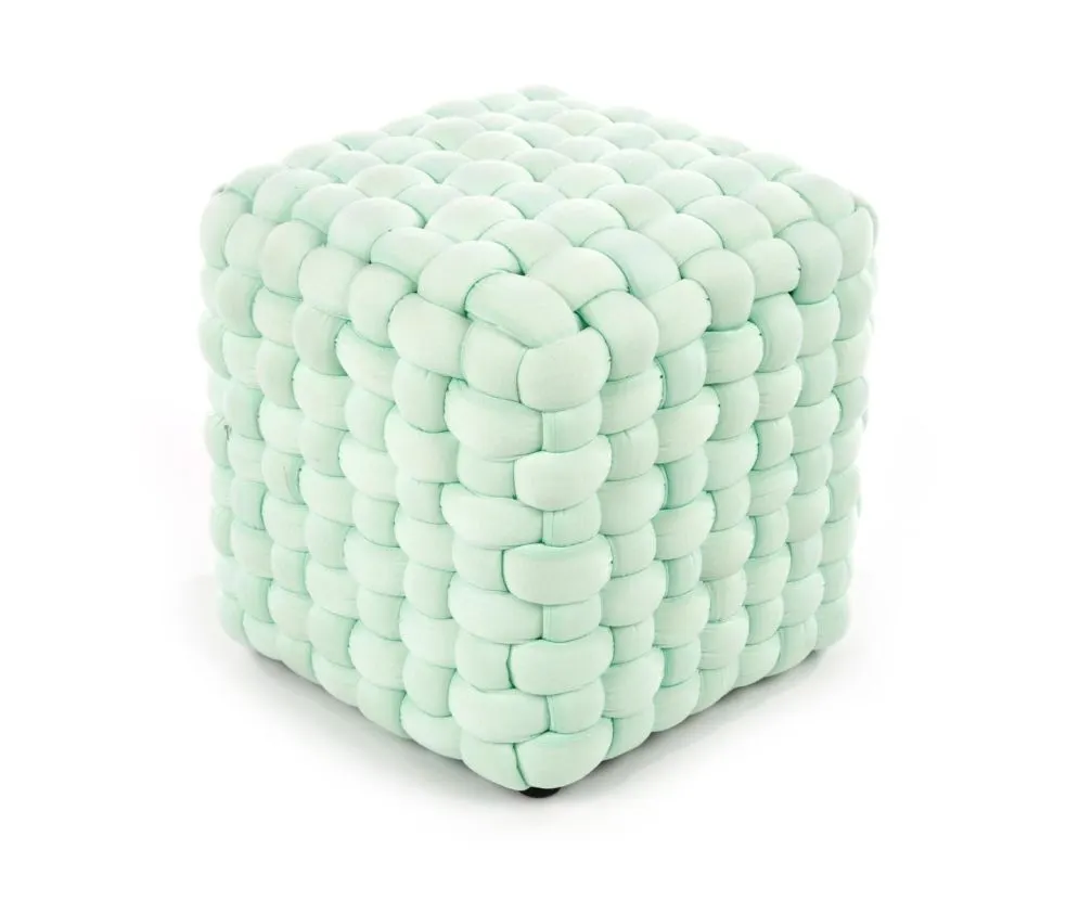 Pufa RUBIK jasnozielona przeplatana | MIRAT. styl GLAMOUR