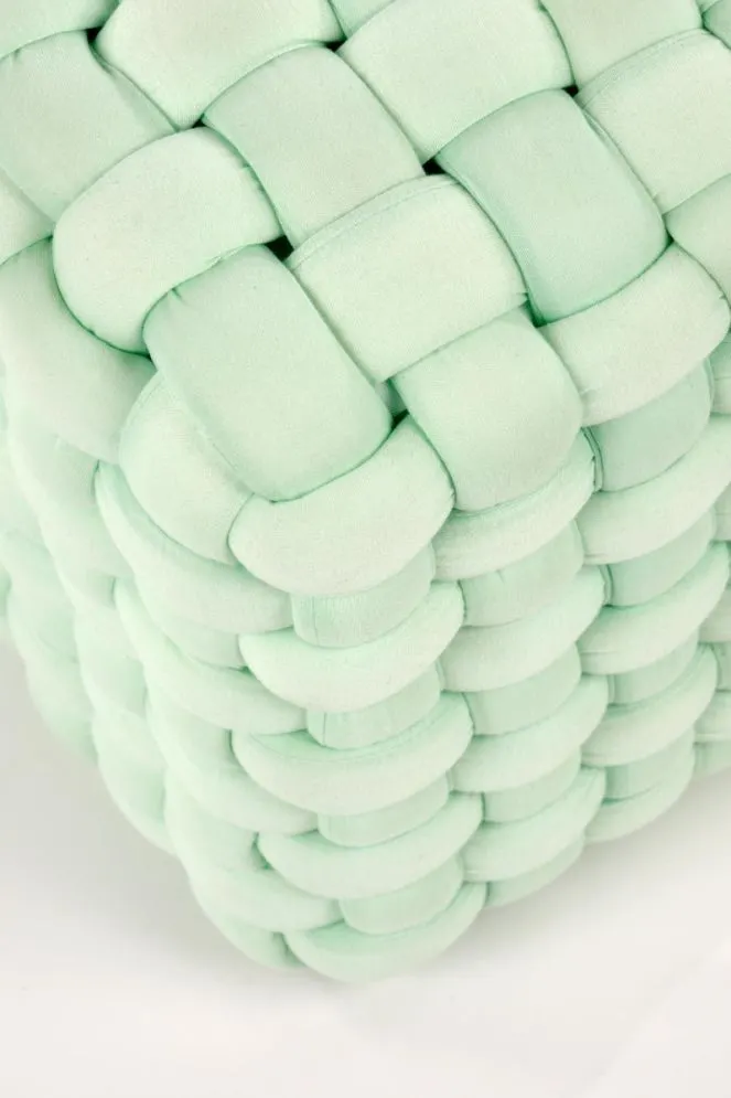 Pufa RUBIK jasnozielona przeplatana | MIRAT. styl GLAMOUR