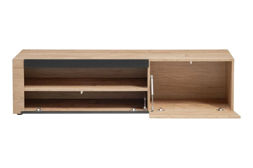 Szafka RTV ARON 160 dąb ribbeck/czarny mat ryflowana I sklep meblowy MIRAT. styl RYFLOWANY kolekcja ARON