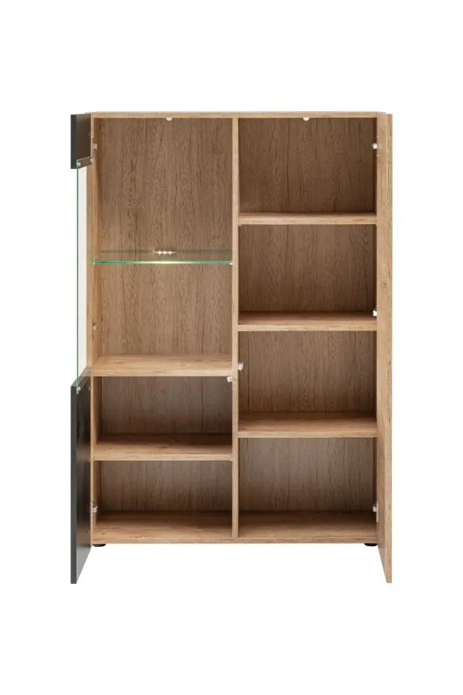 Meblościanka ARON LED dąb ribbeck/czarny mat nowoczesna I sklep meblowy MIRAT. styl RYFLOWANY kolekcja ARON