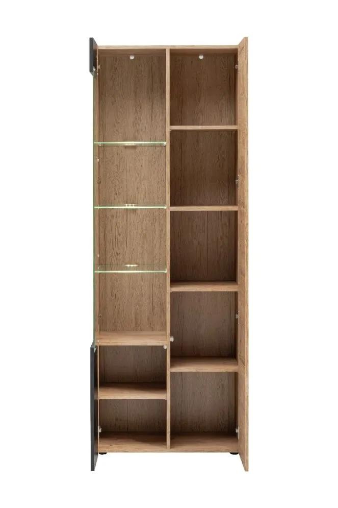 Meblościanka ARON LED dąb ribbeck/czarny mat nowoczesna I sklep meblowy MIRAT. styl RYFLOWANY kolekcja ARON