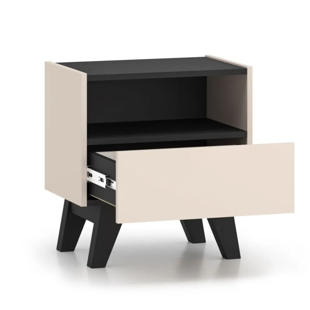 Szafka nocna FRESHION 06 kaszmirowa/czarna I sklep meblowy MIRAT.  kolekcja FRESHION