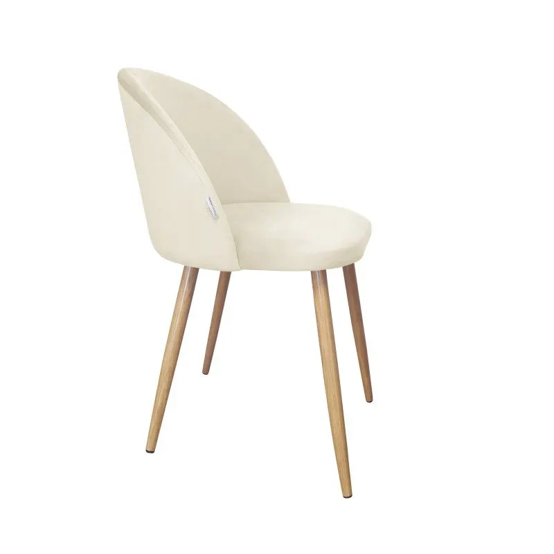 Zestaw krzeseł CLAUDINE 2 VELVET 2 szt ecru/dąb nowoczesne tapicerowane | MIRAT.