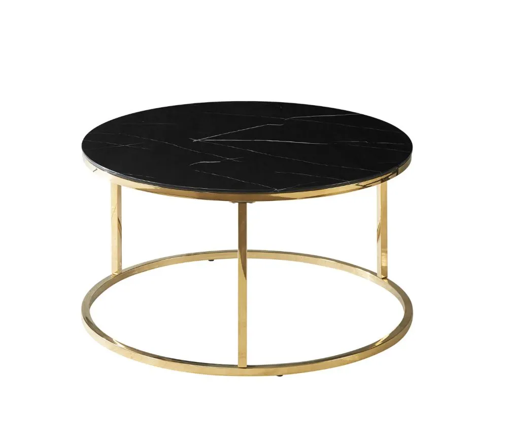 Ława SABINE czarny marmur/złota do salonu nowoczesna | MIRAT. styl GLAMOUR