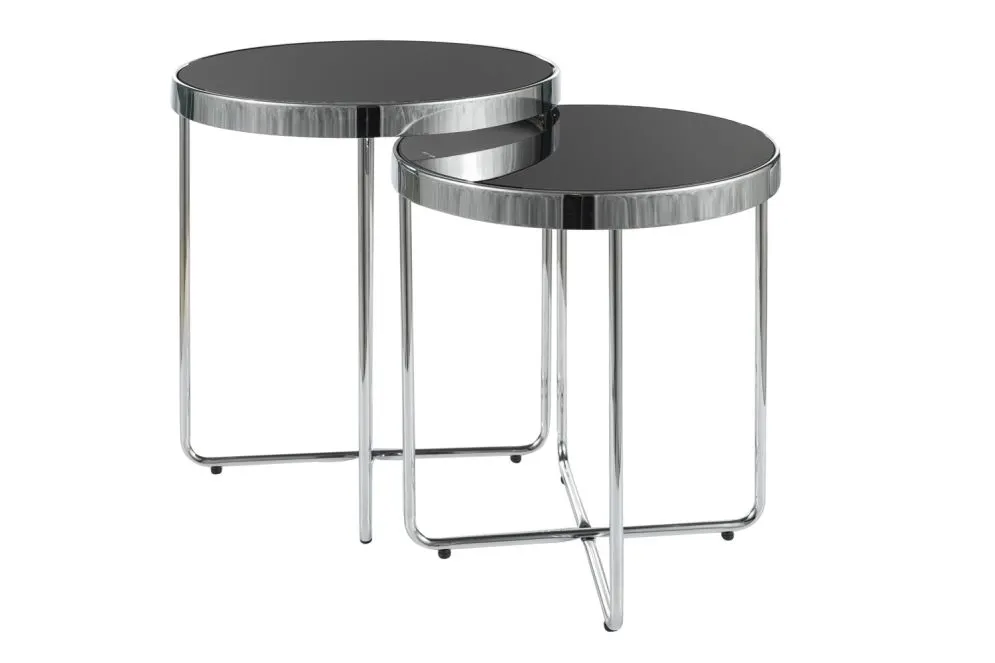 Zestaw 2 ław SAGA czarny/chrom w stylu glamour I sklep meblowy MIRAT. styl GLAMOUR
