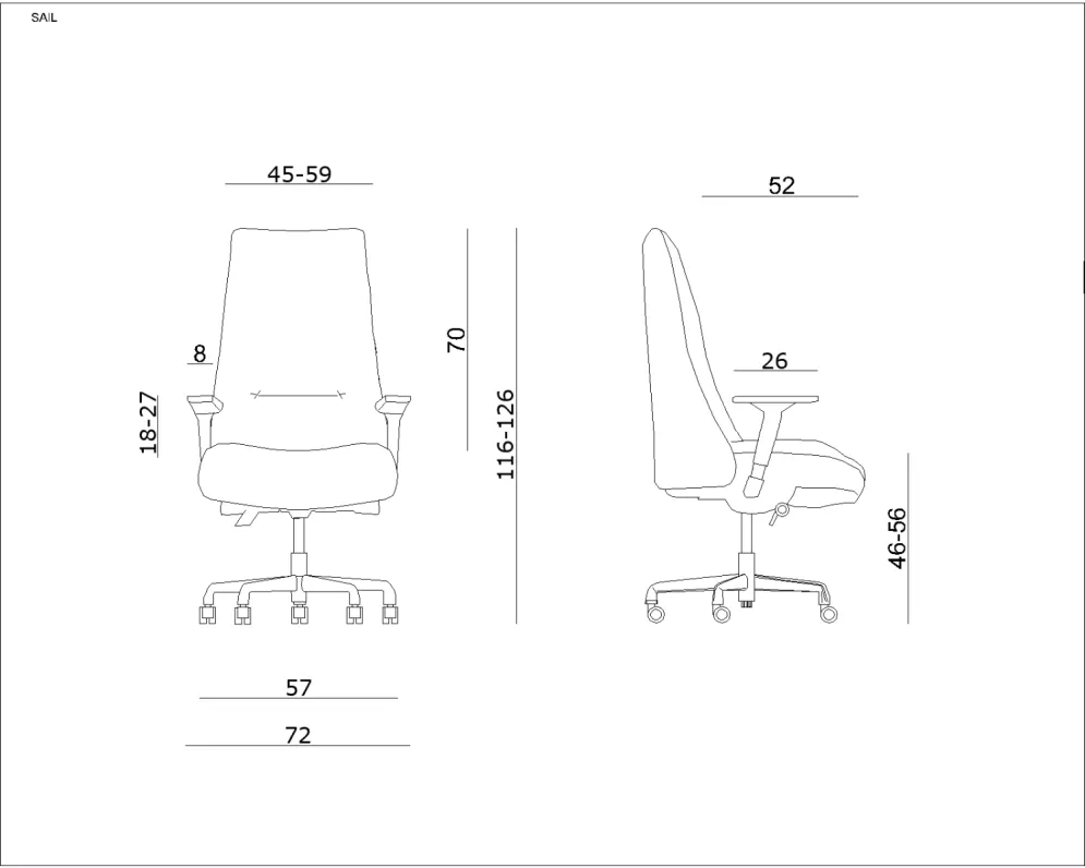 Fotel biurowy SAIL czarny/ekoskóra z tapicerką z ekoskóry i podłokietnikami | MIRAT. w stylu  kolekcja