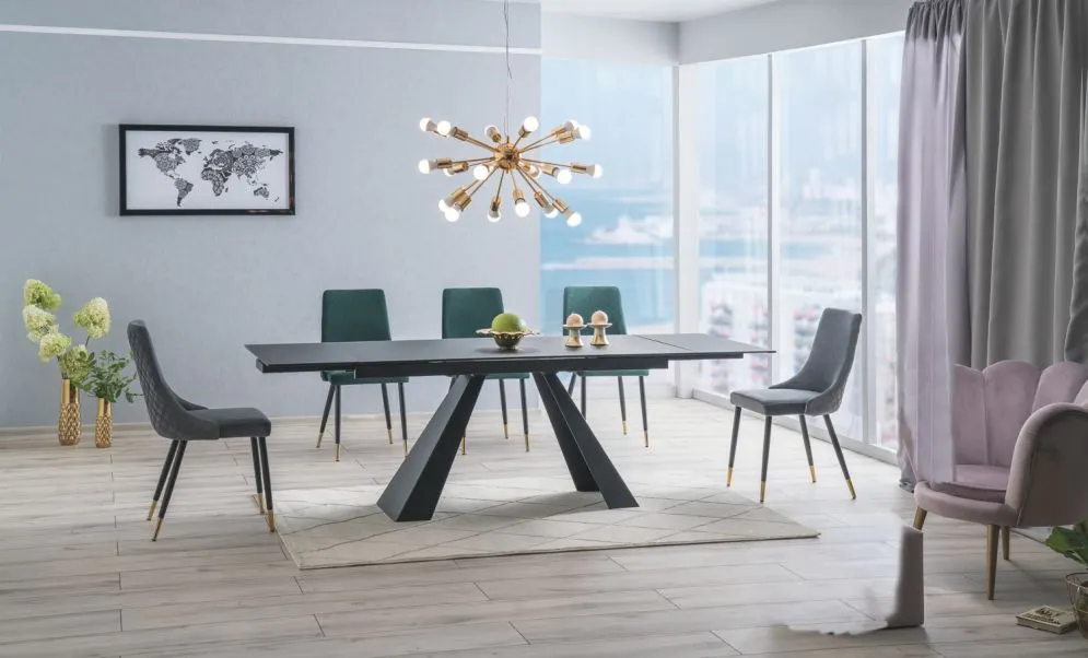 Stół SALVADORE 160(240)x90 czarny mat ze szkła hartowanego | MIRAT. w stylu  kolekcja