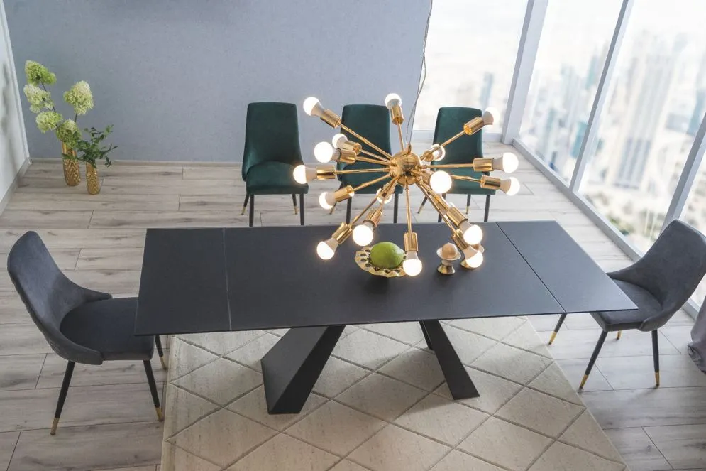 Stół SALVADORE 160(240)x90 czarny mat ze szkła hartowanego | MIRAT. w stylu  kolekcja