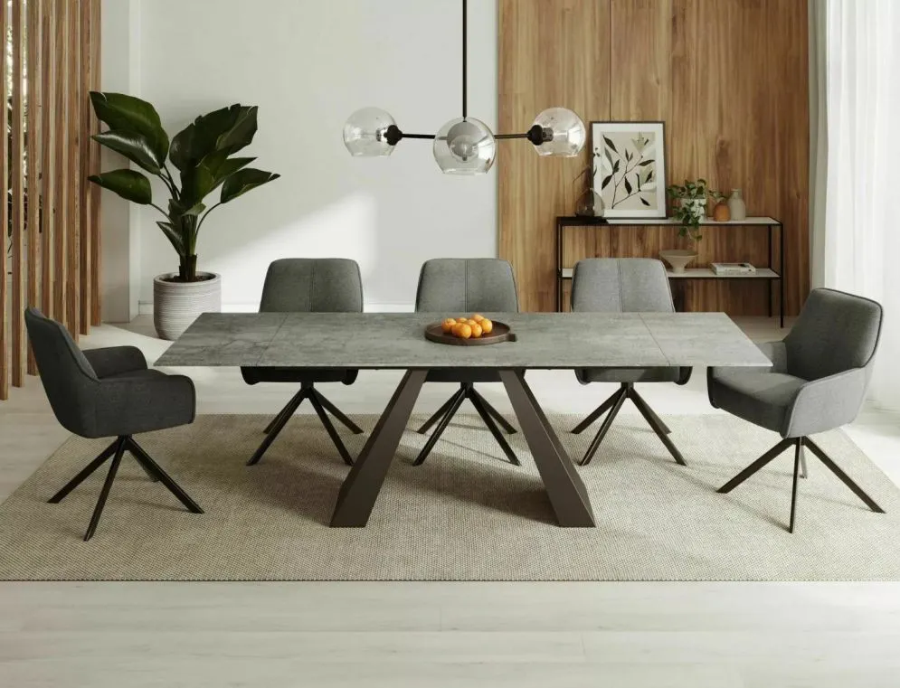 Stół rozkładany SALVADORE CERAMIC 160(240)x90 jasnoszary mat pietra di savoia na metalowej podstawie I sklep meblowy MIRAT. styl LOFT